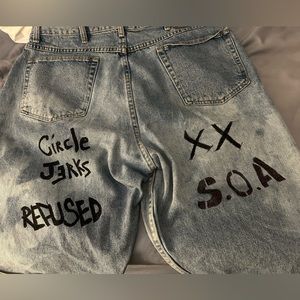 Handmade non-stencil punk band jorts